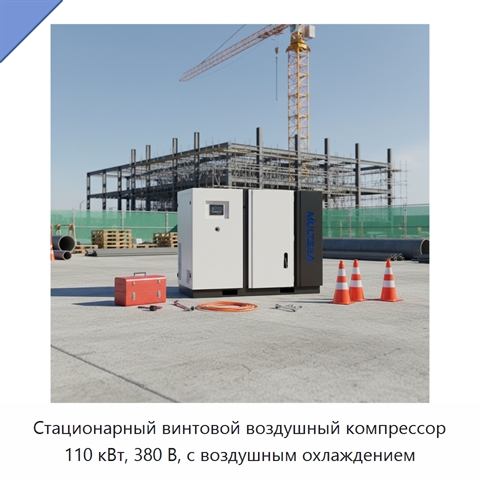 Стационарный винтовой воздушный компрессор 110 кВт, 380 В, с воздушным охлаждением