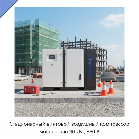 Стационарный винтовой воздушный компрессор мощностью 90 кВт, 380 В