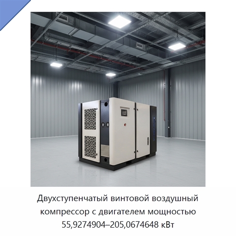 Двухступенчатый винтовой воздушный компрессор с двигателем мощностью 55,9274904–205,0674648 кВт