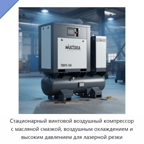 Стационарный винтовой воздушный компрессор с масляной смазкой, воздушным охлаждением и высоким давлением для лазерной резки