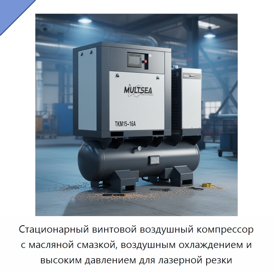 Стационарный винтовой воздушный компрессор с масляной смазкой, воздушным охлаждением и высоким давлением для лазерной резки — Промышленные компрессоры