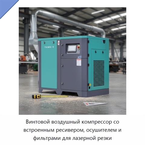 Винтовой воздушный компрессор со встроенным ресивером, осушителем и фильтрами для лазерной резки