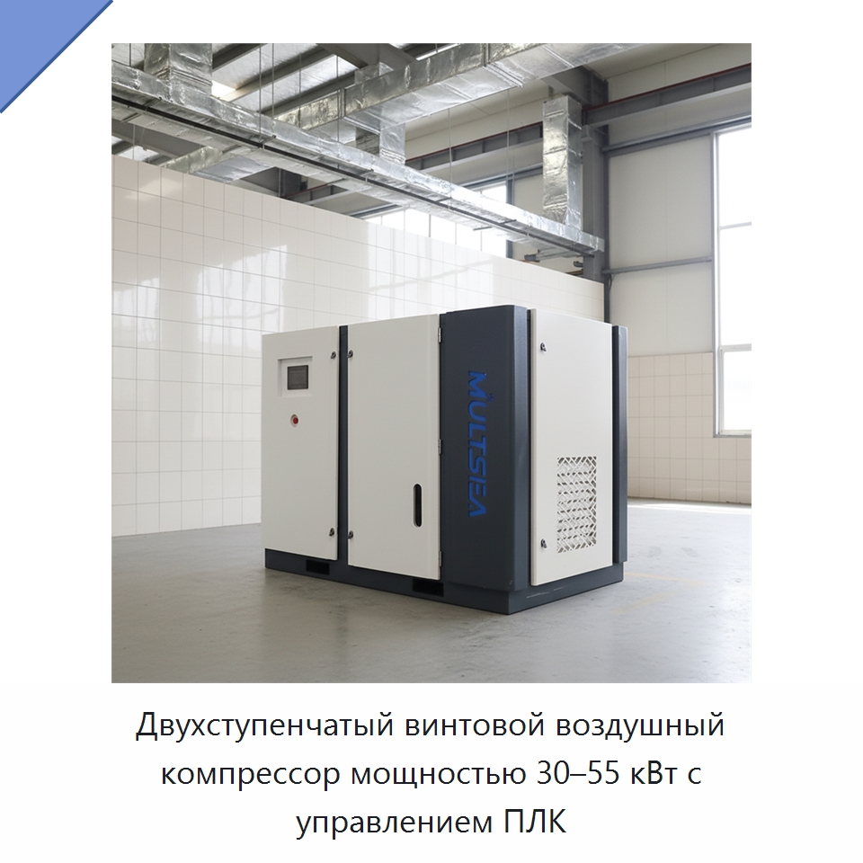 Двухступенчатый винтовой воздушный компрессор мощностью 30–55 кВт с управлением ПЛК — Промышленные компрессоры
