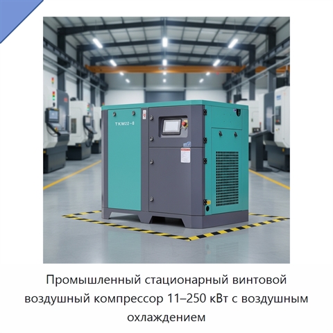 Промышленный стационарный винтовой воздушный компрессор 11–250 кВт с воздушным охлаждением