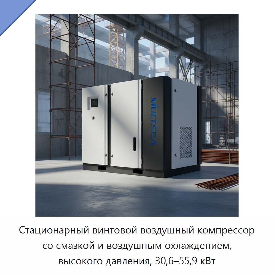 Стационарный винтовой воздушный компрессор со смазкой и воздушным охлаждением, высокого давления, 30,6–55,9 кВт — Промышленные компрессоры