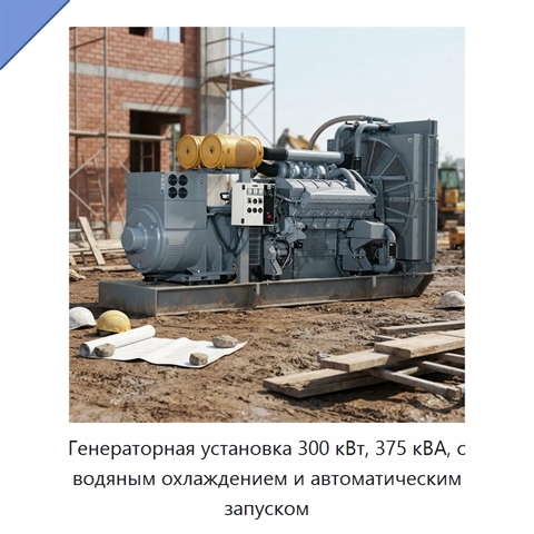 Генераторная установка 300 кВт, 375 кВА, с водяным охлаждением и автоматическим запуском