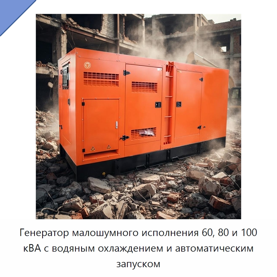 Генератор малошумного исполнения 60, 80 и 100 кВА с водяным охлаждением и автоматическим запуском — Дизельные генераторы