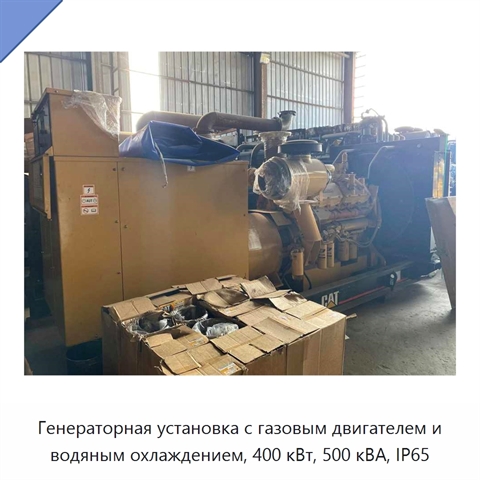 Генераторная установка с газовым двигателем и водяным охлаждением, 400 кВт, 500 кВА, IP65