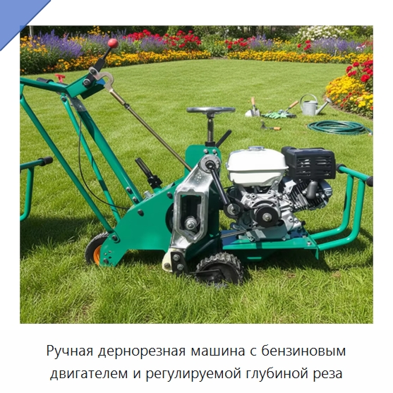 Ручная дернорезная машина с бензиновым двигателем и регулируемой глубиной реза — Специальные машины и промышленное оборудование