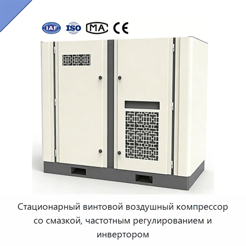 Стационарный винтовой воздушный компрессор со смазкой, частотным регулированием и инвертором
