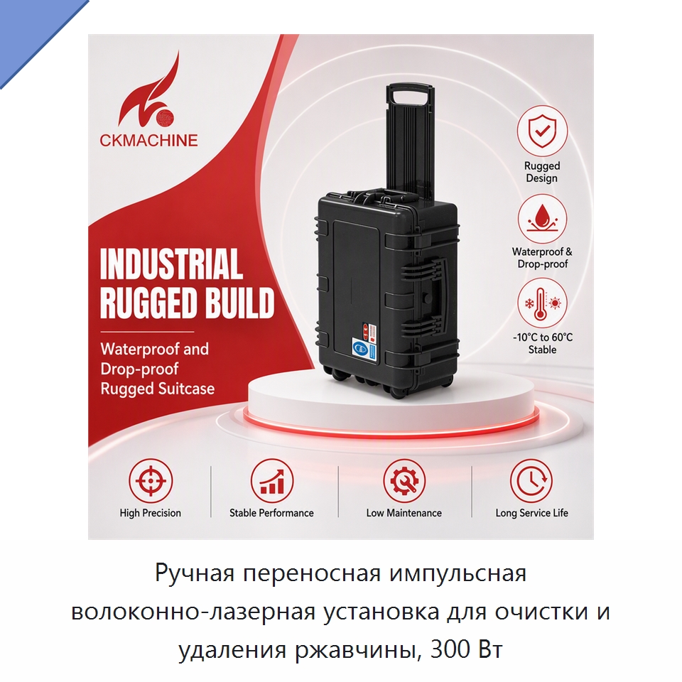 Ручная переносная импульсная волоконно-лазерная установка для очистки и удаления ржавчины, 300 Вт — Установки лазерной очистки