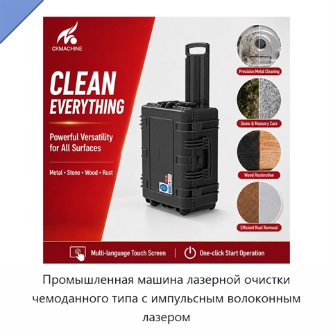 Промышленная машина лазерной очистки чемоданного типа с импульсным волоконным лазером
