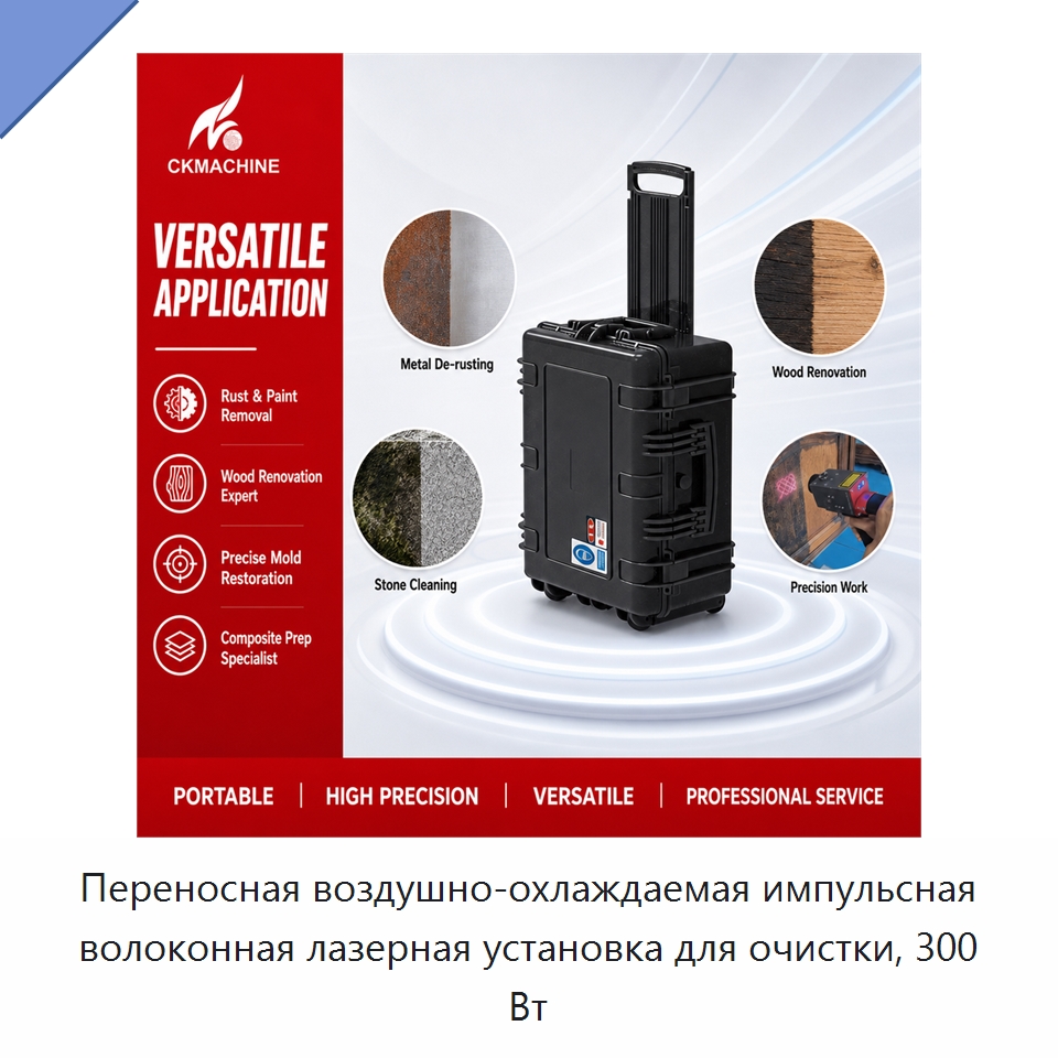 Переносная воздушно-охлаждаемая импульсная волоконная лазерная установка для очистки, 300 Вт — Установки лазерной очистки