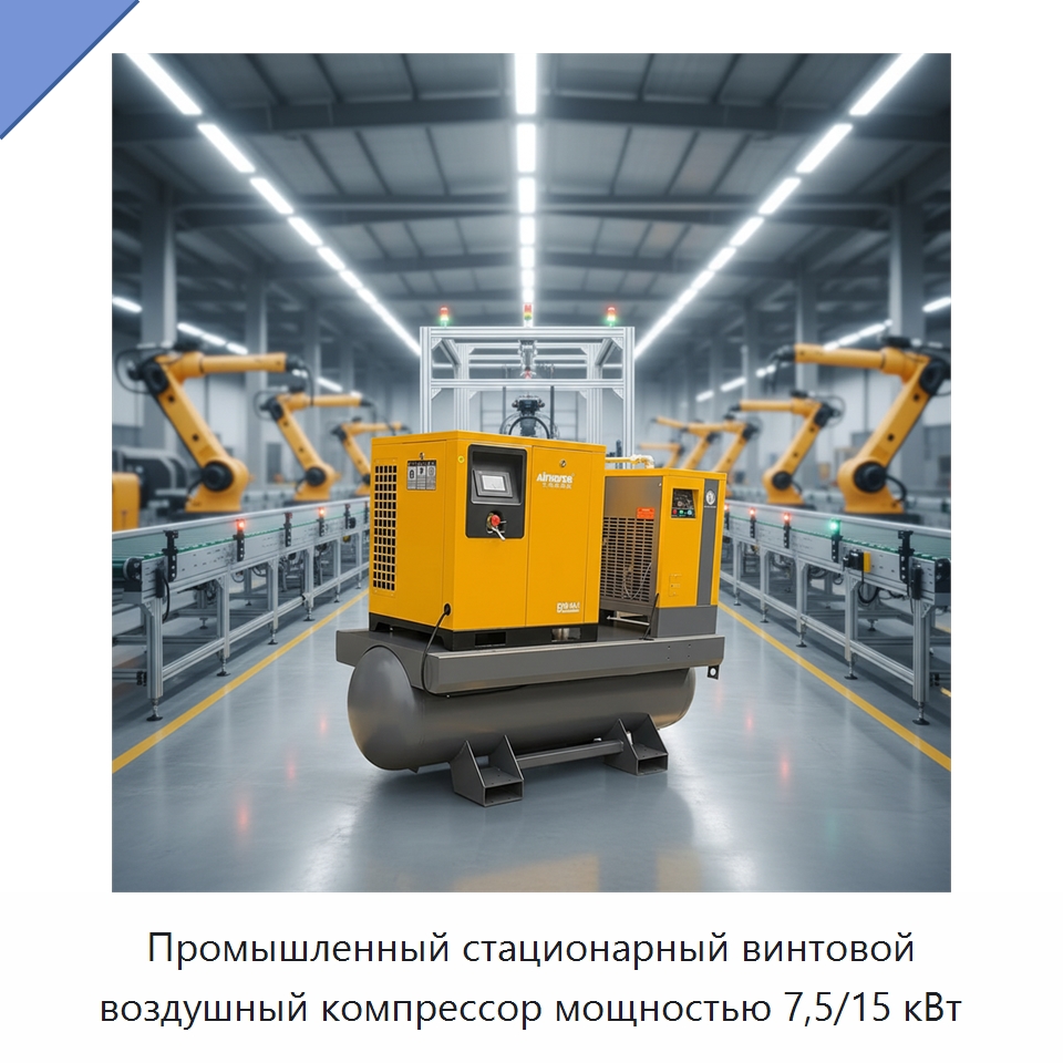 Промышленный стационарный винтовой воздушный компрессор мощностью 7,5/15 кВт