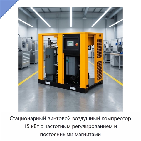 Стационарный винтовой воздушный компрессор 15 кВт с частотным регулированием и постоянными магнитами