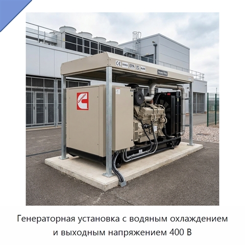 Генераторная установка с водяным охлаждением и выходным напряжением 400 В