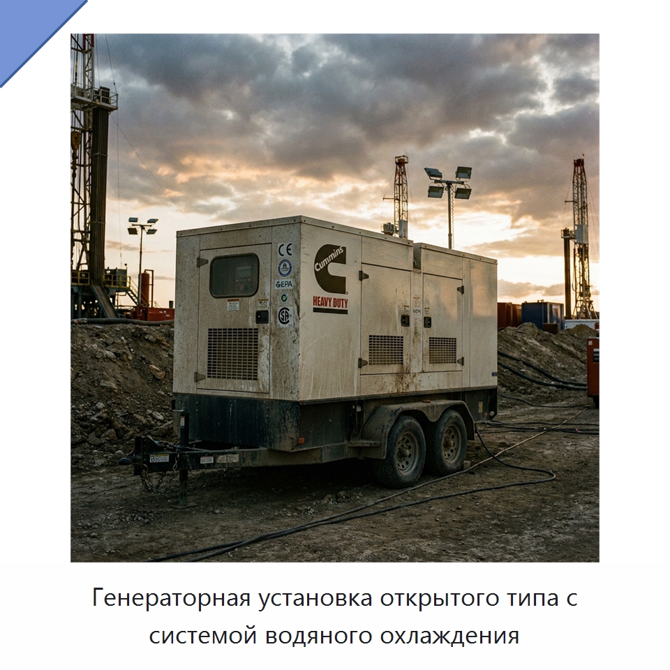 Генераторная установка открытого типа с системой водяного охлаждения — Дизельные генераторы