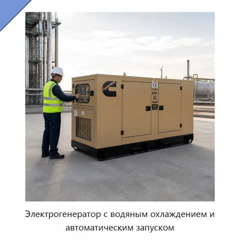 Электрогенератор с водяным охлаждением и автоматическим запуском