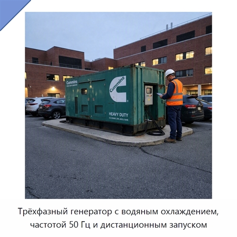 Трёхфазный генератор с водяным охлаждением, частотой 50 Гц и дистанционным запуском