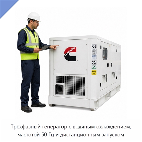 Трёхфазный генератор с водяным охлаждением, частотой 50 Гц и дистанционным запуском