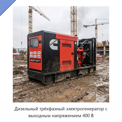 Дизельный трёхфазный электрогенератор с выходным напряжением 400 В
