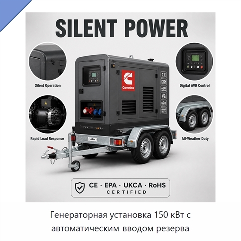 Генераторная установка 150 кВт с автоматическим вводом резерва