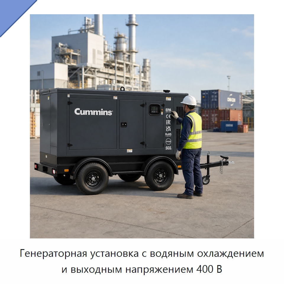 Генераторная установка с водяным охлаждением и выходным напряжением 400 В — Генерация электроэнергии
