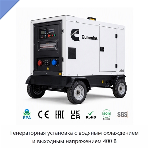Генераторная установка с водяным охлаждением и выходным напряжением 400 В