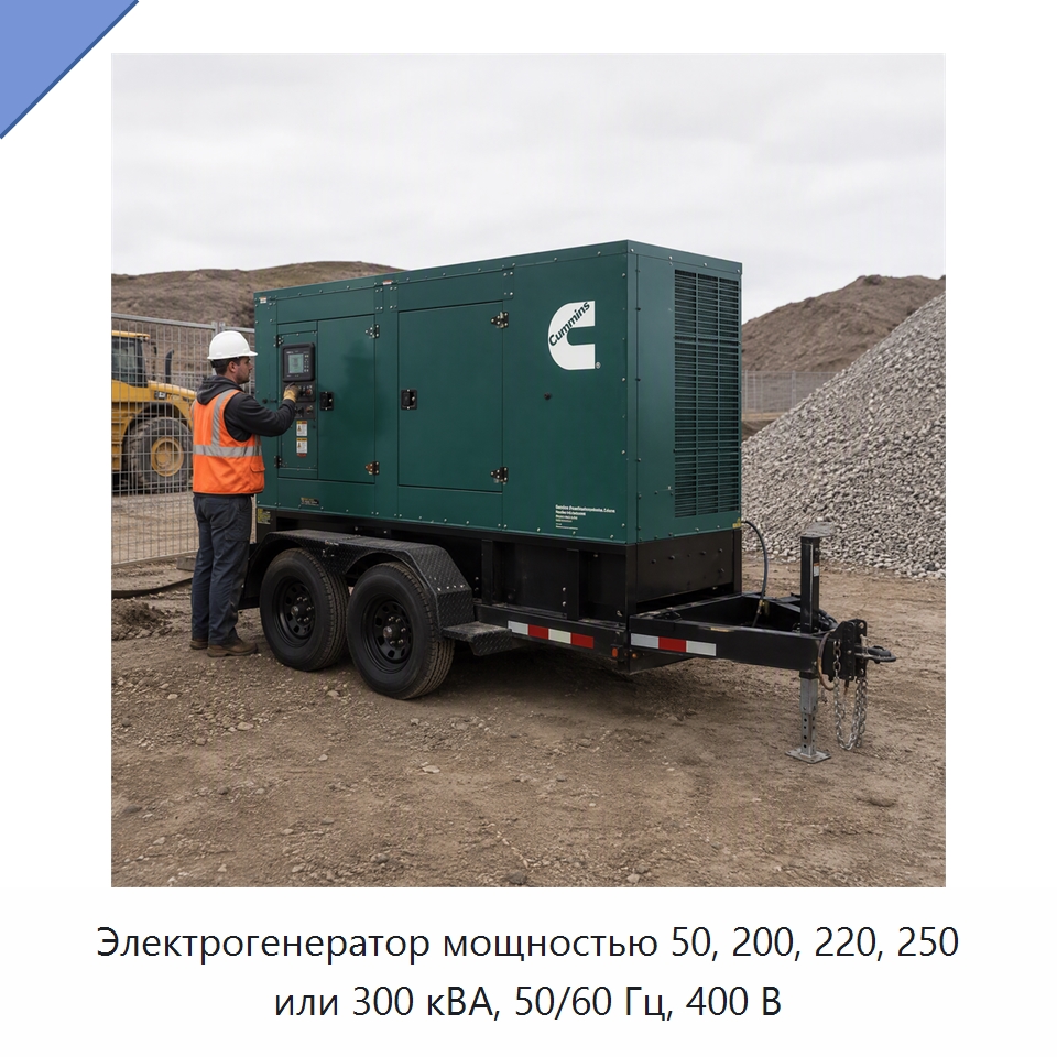 Электрогенератор мощностью 50, 200, 220, 250 или 300 кВА, 50/60 Гц, 400 В — Генерация электроэнергии