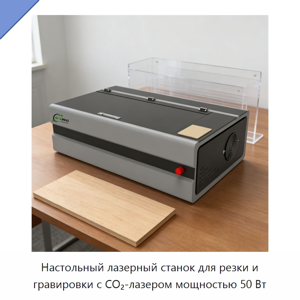 Настольный лазерный станок для резки и гравировки с СО₂-лазером мощностью 50 Вт — Станки лазерной резки