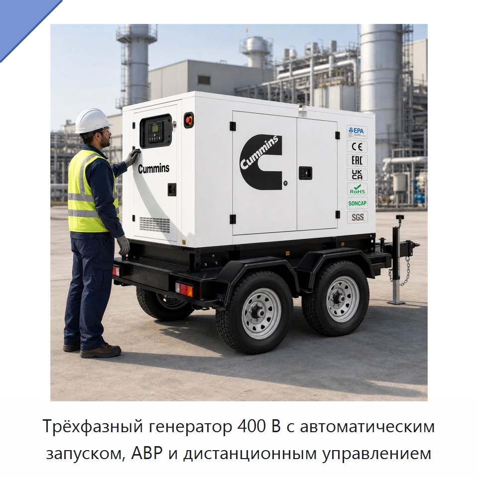 Трёхфазный генератор 400 В с автоматическим запуском, АВР и дистанционным управлением — Генерация электроэнергии