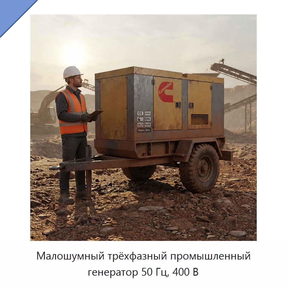 Малошумный трёхфазный промышленный генератор 50 Гц, 400 В — Генерация электроэнергии