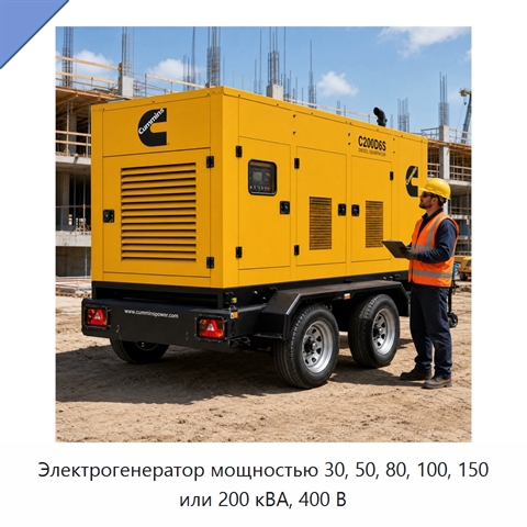 Электрогенератор мощностью 30, 50, 80, 100, 150 или 200 кВА, 400 В