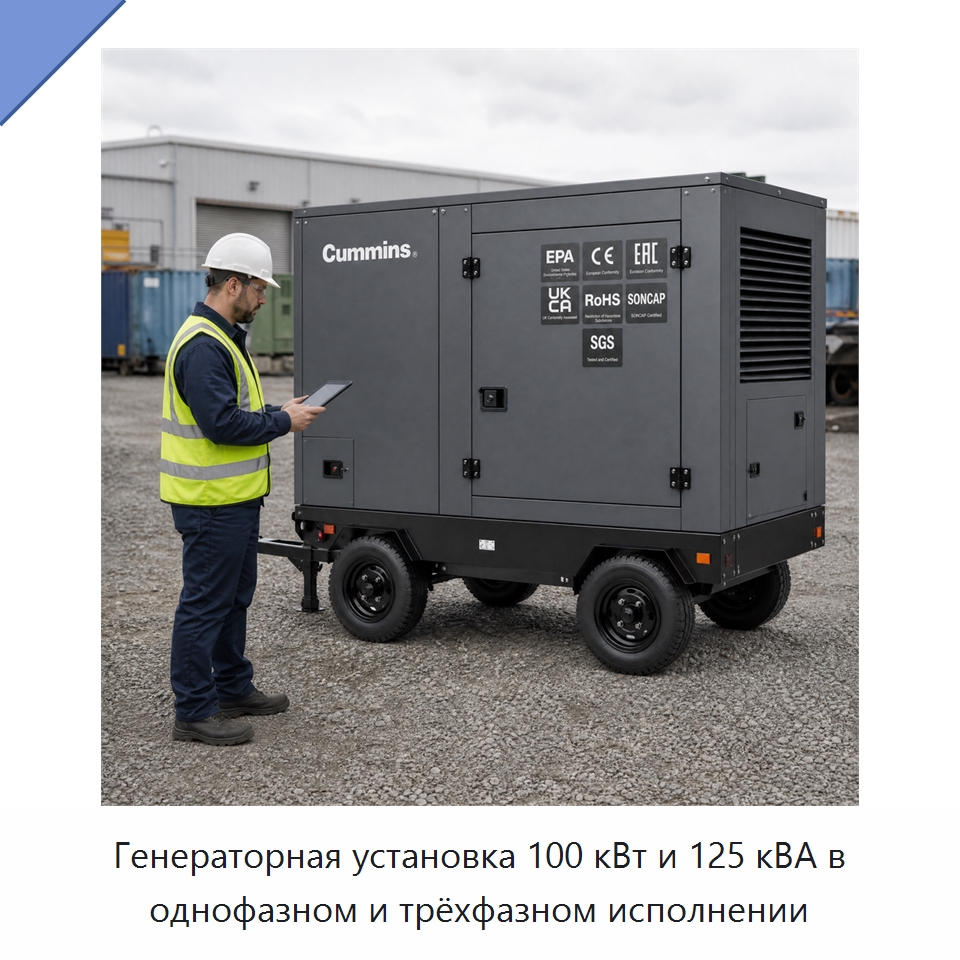 Генераторная установка 100 кВт и 125 кВА в однофазном и трёхфазном исполнении — Генерация электроэнергии