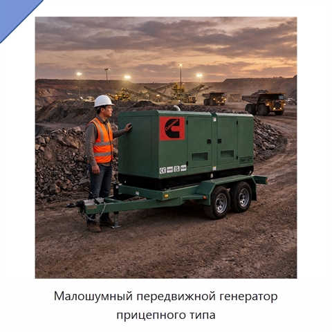 Малошумный передвижной генератор прицепного типа