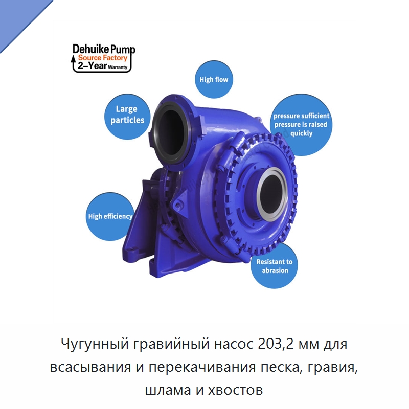 Чугунный гравийный насос 203,2 мм для всасывания и перекачивания песка, гравия, шлама и хвостов — Насосы