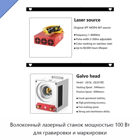 Волоконный лазерный станок мощностью 100 Вт для гравировки и маркировки