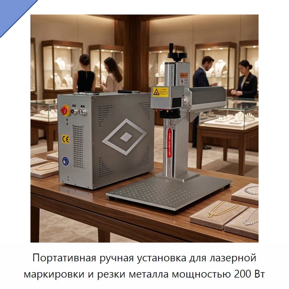 Портативная ручная установка для лазерной маркировки и резки металла мощностью 200 Вт — Лазерные маркировочные станки