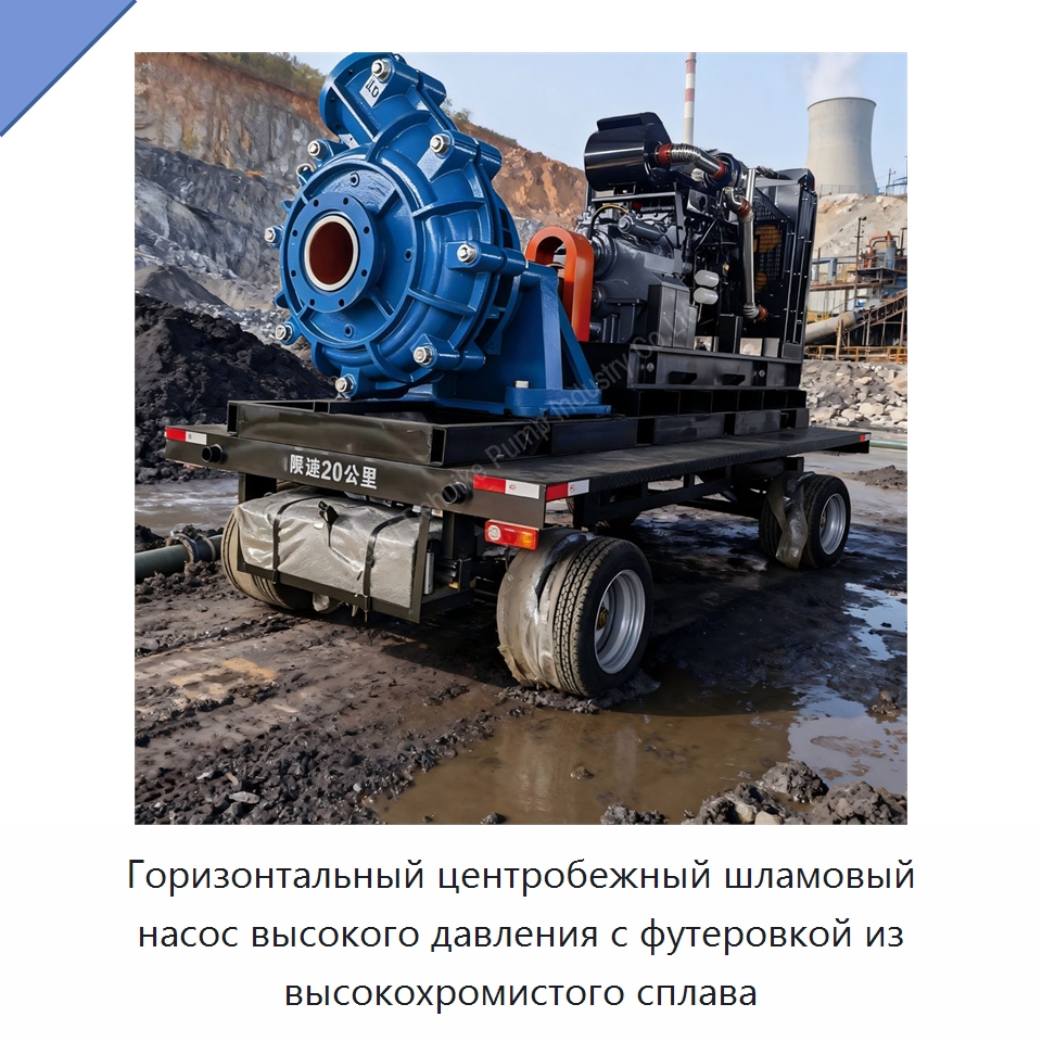 Горизонтальный центробежный шламовый насос высокого давления с футеровкой из высокохромистого сплава — Насосы