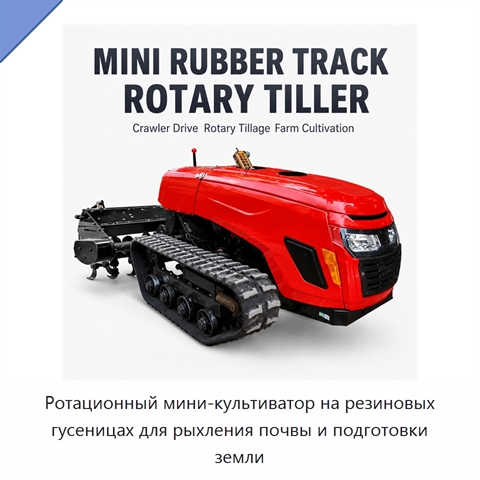 Ротационный мини-культиватор на резиновых гусеницах для рыхления почвы и подготовки земли