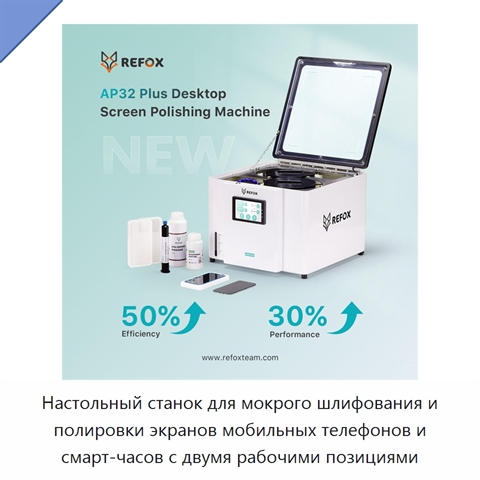 Настольный станок для мокрого шлифования и полировки экранов мобильных телефонов и смарт-часов с двумя рабочими позициями