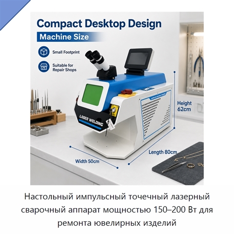 Настольный импульсный точечный лазерный сварочный аппарат мощностью 150–200 Вт для ремонта ювелирных изделий
