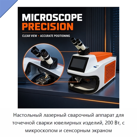 Настольный лазерный сварочный аппарат для точечной сварки ювелирных изделий, 200 Вт, с микроскопом и сенсорным экраном
