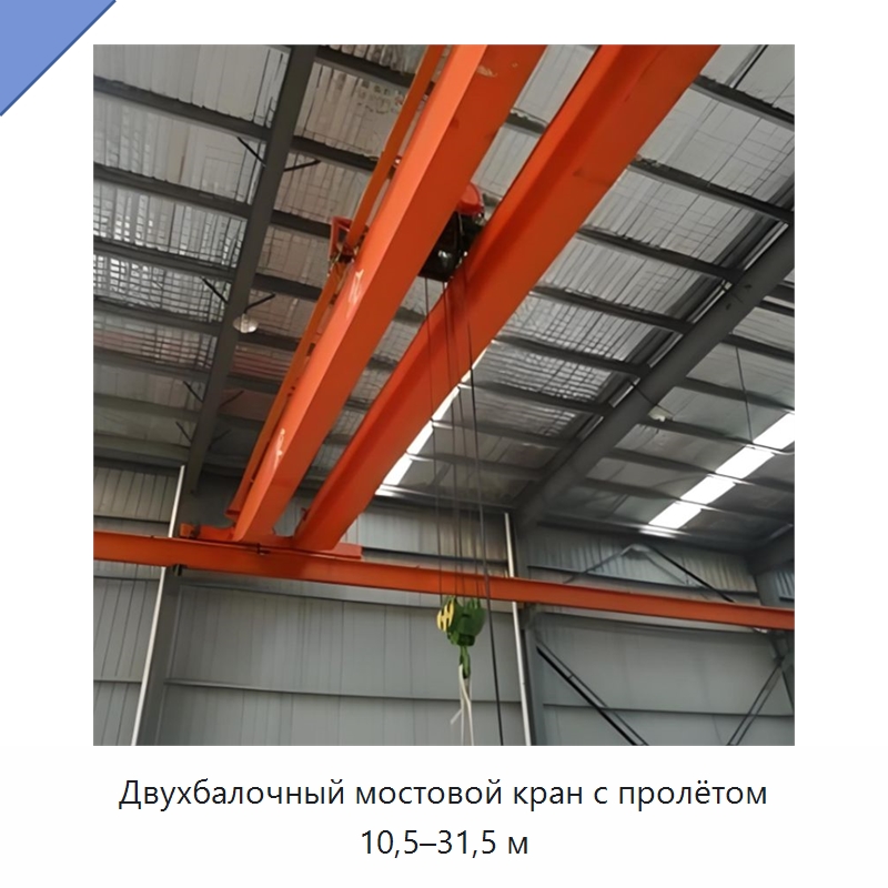 Двухбалочный мостовой кран с пролётом 10,5–31,5 м — Краны
