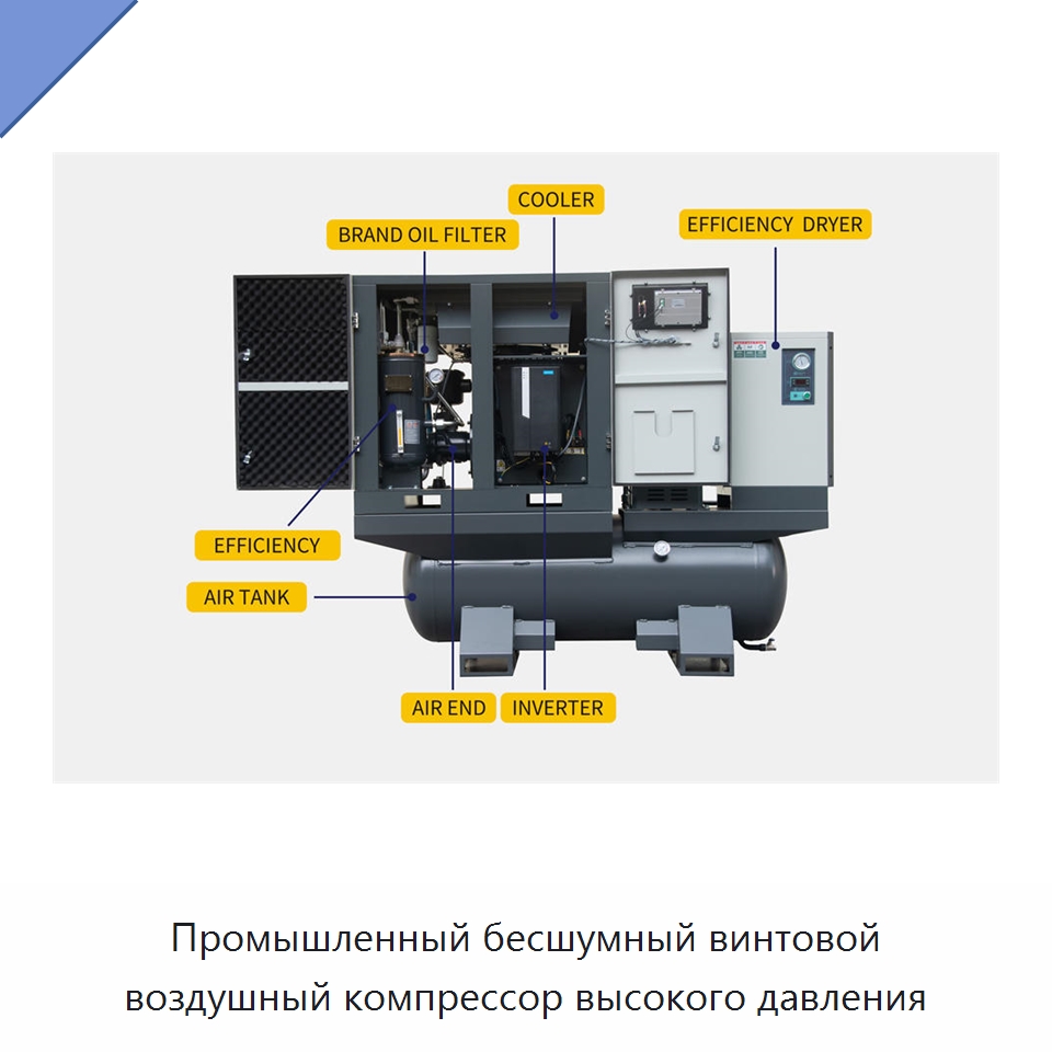 Промышленный бесшумный винтовой воздушный компрессор высокого давления