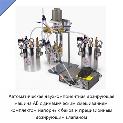 Автоматическая двухкомпонентная дозирующая машина AB с динамическим смешиванием, комплектом напорных баков и прецизионным дозирующим клапаном