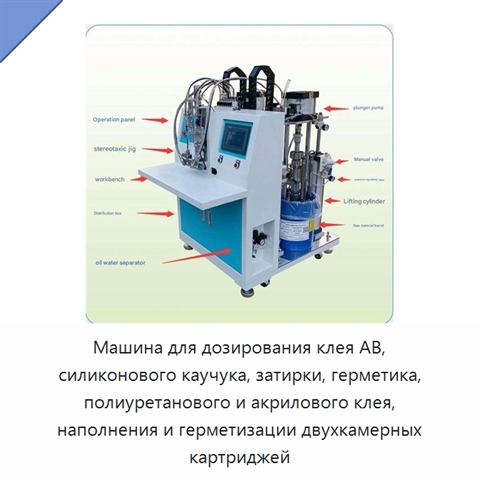 Машина для дозирования клея AB, силиконового каучука, затирки, герметика, полиуретанового и акрилового клея, наполнения и герметизации двухкамерных картриджей