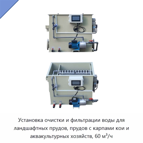 Установка очистки и фильтрации воды для ландшафтных прудов, прудов с карпами кои и аквакультурных хозяйств, 60 м³/ч