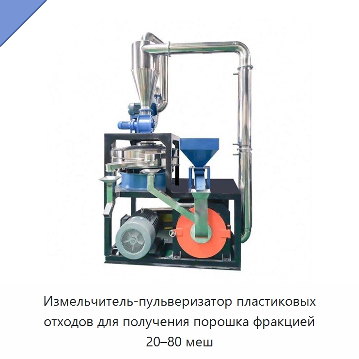 Измельчитель-пульверизатор пластиковых отходов для получения порошка фракцией 20–80 меш