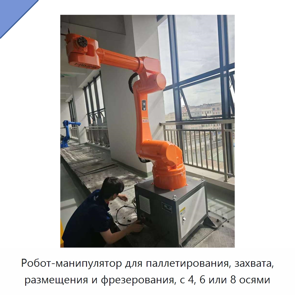 Робот-манипулятор для паллетирования, захвата, размещения и фрезерования, с 4, 6 или 8 осями